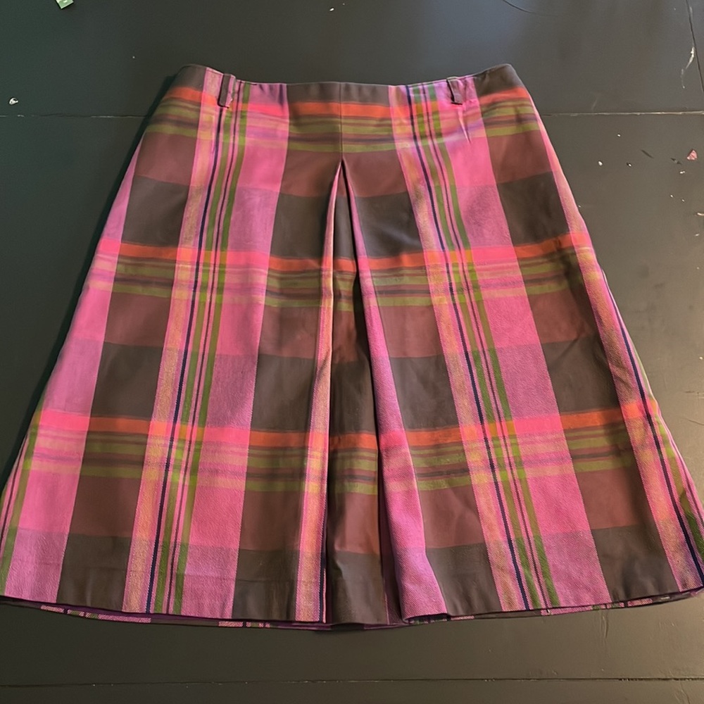 Vintage 60s Koret of California Koratron Kick-Pleat High Waist Plaid Skirt L
